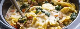 Creamy Italian Sausage and Tortellini Slow Cooker Soup