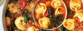 Savory Kale and Tomato Tortellini Soup