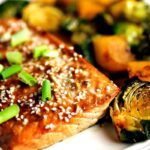 One-Pan Balsamic Glazed Salmon With Roasted Brussels Sprouts