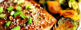 One-Pan Balsamic Glazed Salmon With Roasted Brussels Sprouts